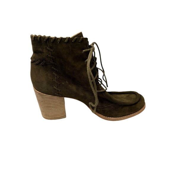 Peasant Stuart Whitman Womens Lace-Up Suede Ankle Boots With Block Heel - Picture 6 of 9